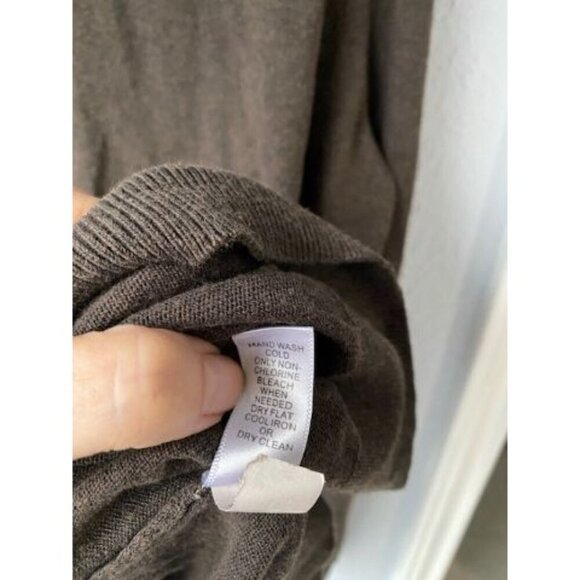 Banana Republic Women's Sweater Sz L Brown V-Neck Long Sleeve Silk Cashmere - Picture 3 of 4